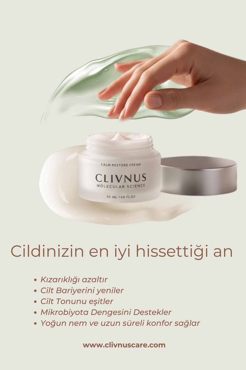 Clivnus Calm Restore Cream Bariyer Onarıcı Yatıştırı Yüz Kremi - 50 ml